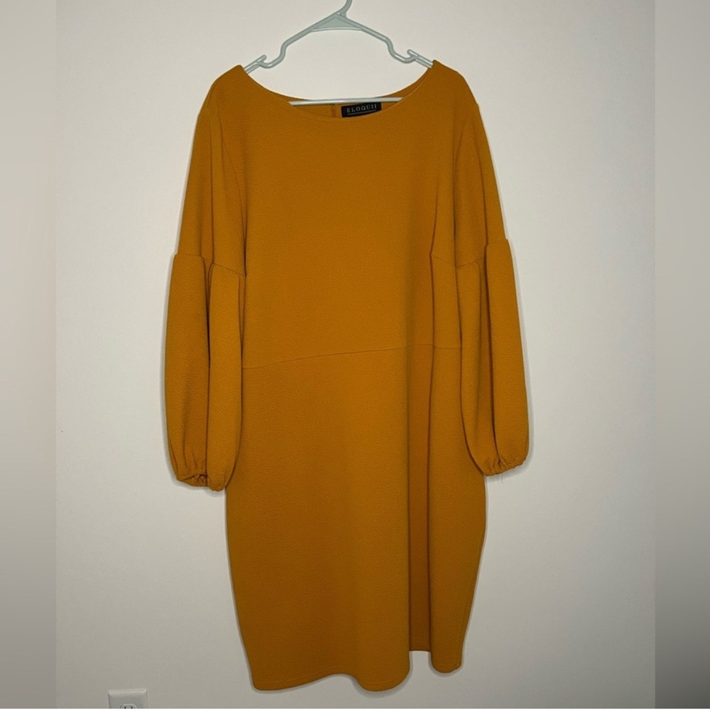 Eloquii - Mustard Long sleeve Dress - Size 24 - Picture 1 of 8